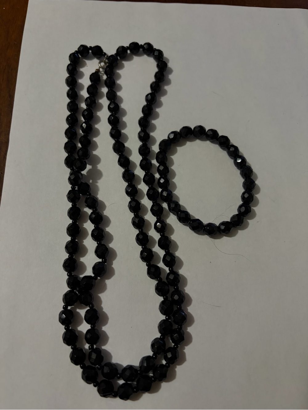 Unbranded but lovely Classic Black Faceted Bead Necklace and Bracelet Set
